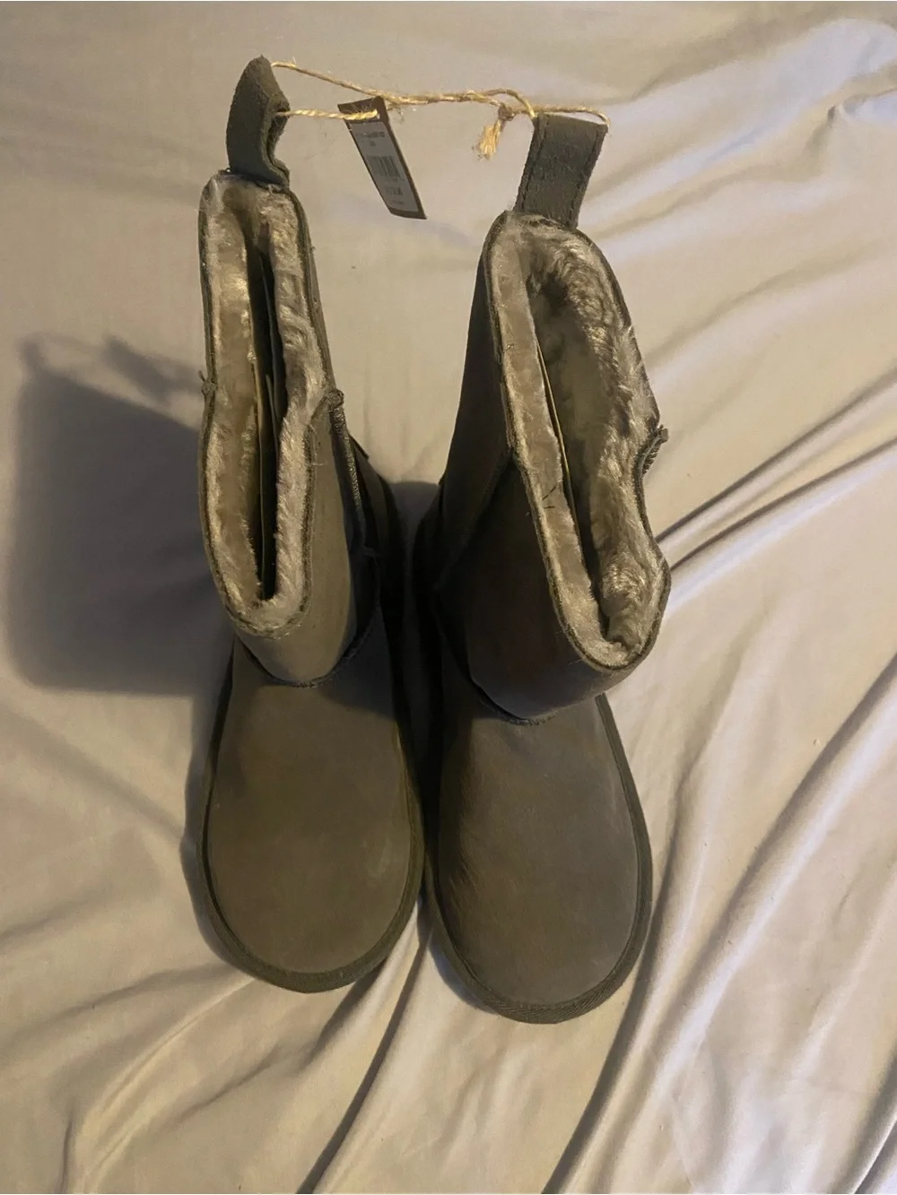 American Eagle Outfitters Gray Suede Faux-Fur Winter Boots